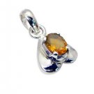 Riyo Citrine 0.925 Solid Sterling Silver Braided Pendant L 0.5in Spcit-14002