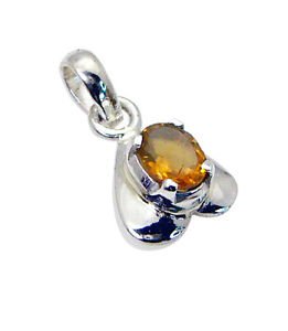 Riyo Citrine 0.925 Solid Sterling Silver Braided Pendant L 0.5in Spcit-14002