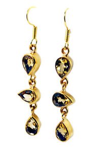 Riyogems Citrine 18k Y Gold Plating Antique Earrings L 2.5in Gpecit-14001