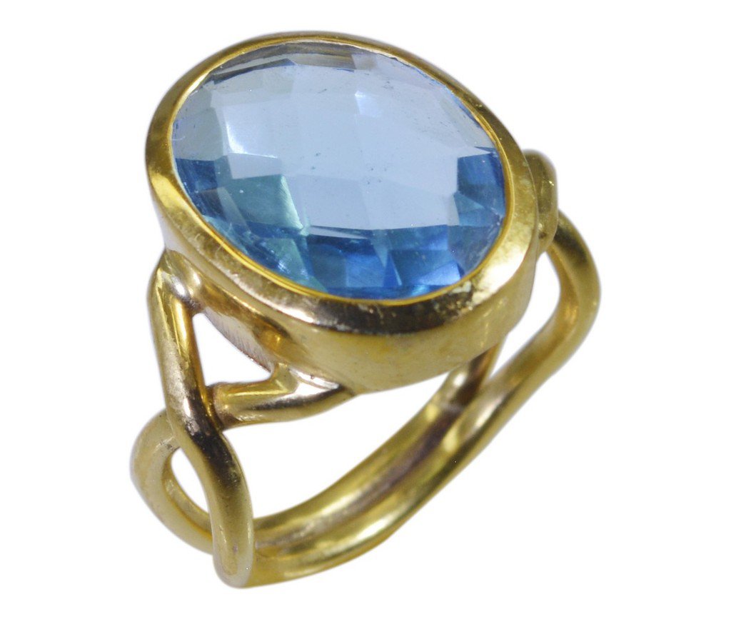 Riyo Blue  Gold Plated Blue Topaz CZ Ring fascinating gemstone costume jewelry G