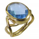 Riyo Blue  Gold Plated Blue Topaz CZ Ring fascinating gemstone costume jewelry G