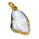 Riyogems Shell Pearl Copper Gold Plated Faith Pendant L 1.5in Gppshe-72022