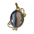 Riyogems Fluorite 18kt Gold Platings Filigree Pendants L 1.2in Gppflu-23006