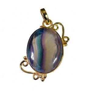 Riyogems Fluorite 18kt Gold Platings Filigree Pendants L 1.2in Gppflu-23006