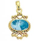 Riyogems Turquoise 18-Kt Gold Platings Band Pendant L 2.1in Gpptur-82084