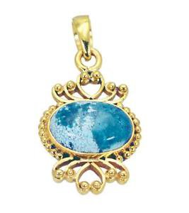 Riyogems Turquoise 18-Kt Gold Platings Band Pendant L 2.1in Gpptur-82084
