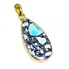 Riyogems Turquoise 18-Kt Gold Platings Simple Pendant L 2.1in Gpptur-82003