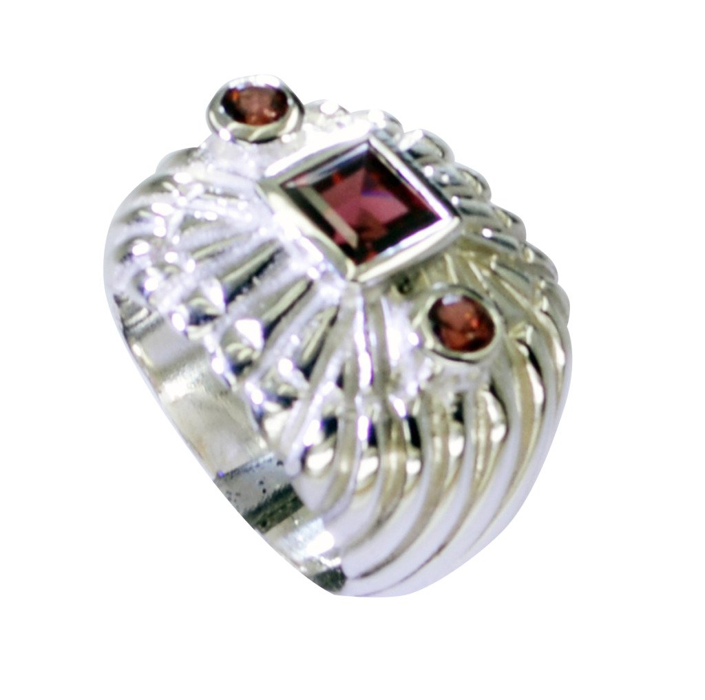 Riyo Garnet Hammered Silver Silver Ring Band Sz 6.5 Srgar6.5-26202
