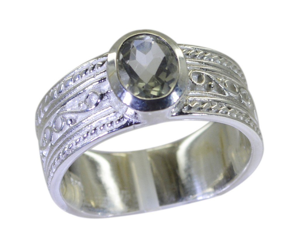 Riyo Green 925 sterling silver Green Amethyst Ring refined elegant handmade jewe