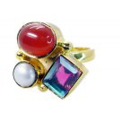 Riyo  Red Onyx 18.Kt Gold Plating Mourning Ring Sz 7 Gprmul7-52055