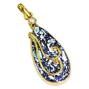 Riyogems Turquoise 18kt Gold Plating Twist Pendants L 2.1in Gpptur-82005