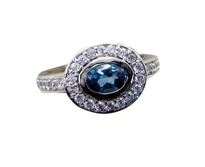 Riyo Blue Topaz Old Mexican Silver Jewelry Mourning Ring Sz 7 Srbto7-10055