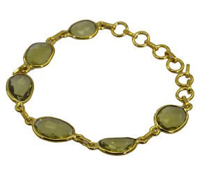 Riyo A Lemon Quartz  18kt Gold Plated Smooth Bracelet W 7.5in Gpbralqu-46002