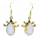 Riyogems White Agate Gold Plated Jewellery Ear Hook Earrings L 1.5in Gpeage-0004