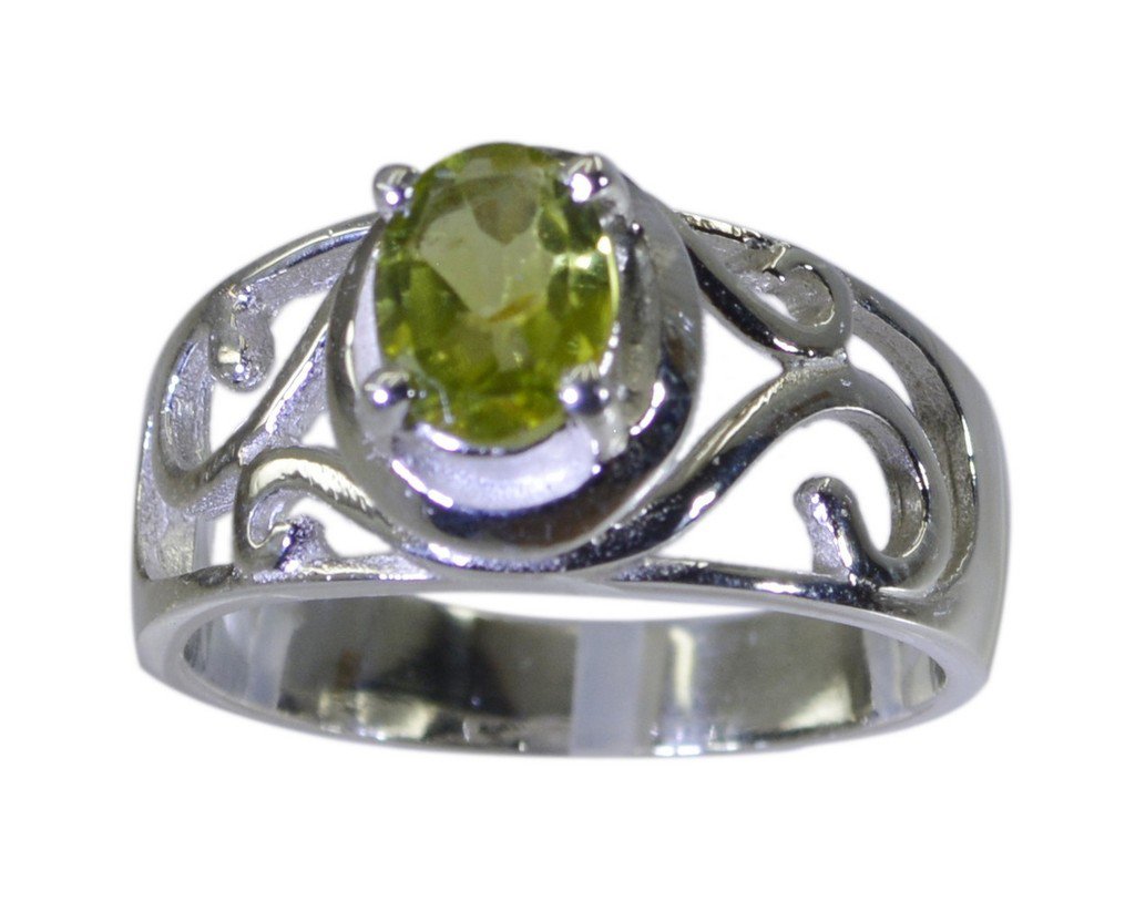 Riyo Green 925 sterling silver Peridot Ring dainty gemstone jewelry handmade SRP