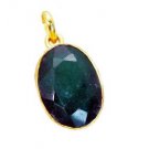 Riyogems Indi Emerald Rhodium Plate Button Pendants L 1.5in Gppiem-32029