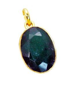 Riyogems Indi Emerald Rhodium Plate Button Pendants L 1.5in Gppiem-32029
