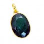 Riyogems Indi Emerald Rhodium Plate Button Pendants L 1.5in Gppiem-32029