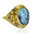 Riyo Turquoise 18 Ct Gold Plated Gimmal Ring Sz 8 Gprtur8-82209