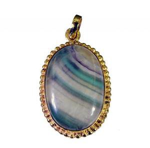 Riyogems Fluorite 18 Kt Gold Plated Engagement Pendants L 1.2in Gppflu-23001