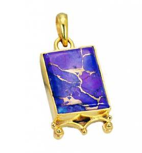 Riyogems Turquoise 18.Kt Gold Platings Ballerina Pendants L 2.1in Gpptur-82069