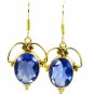 Riyogems Blue Sapphire Cz 18-Kt Y Gold Plated Love Earring L 1.5in Gpebscz-90020