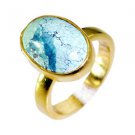 Riyo Turquoise 18k Y Gold Plating Aqiq Ring Sz 5 Gprtur5-82005