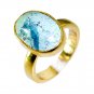 Riyo Turquoise 18k Y Gold Plating Aqiq Ring Sz 5 Gprtur5-82005