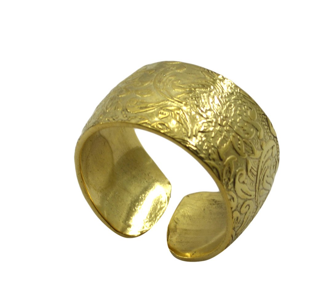 Riyo A Plain  18kt Gold Plated Faceted Ring Gprpla10-120006