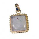 Riyogems Rutile Quartz 18.Kt Gold Platings Hip Hop Pendant L 1.5in Gppruq-70030