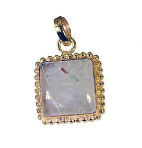 Riyogems Rutile Quartz 18.Kt Gold Platings Hip Hop Pendant L 1.5in Gppruq-70030