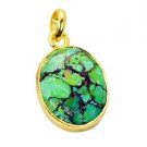 Riyogems Turquoise Plated Gold Jewelry Ariel Pendants L 2.1in Gpptur-82033