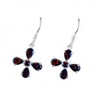 Riyo Red Garnet 925 Solid Sterling Silver Wardrobe Friendly Earring L 1.5in Sega