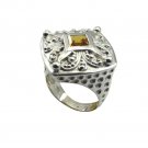 Riyo Yellow Citrine 925 Solid Sterling Silver Large Ring Srcit75-14078