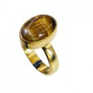 Riyo Tiger Eye 18kt Gold Plated Purity Ring Jewelry Sz 8 Gprtey8-80046