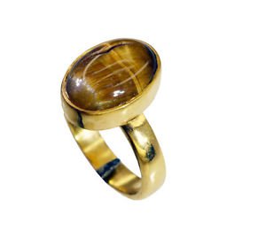 Riyo Tiger Eye 18kt Gold Plated Purity Ring Jewelry Sz 8 Gprtey8-80046
