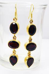 Riyogems Ruby Cz 18kt Y.G. Plated Dangle Earrings L 1.5in Gperucz-104009