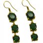 Riyogems Green Emerald Cz Copper 18kt Gold Plated High Class Earring L 2.5in Gpe