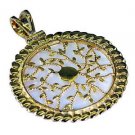 Riyogems Shell Pearl Gold Plated India Key Pendant L 1.5in Gppshe-72034