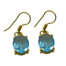Riyogems A Blue Topaz Cz Copper 18kt Gold Plated Textured Earring L 1in Gpebtcz-