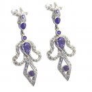 Riyo Purple Amethyst 925 Solid Sterling Silver Fine Earring L 2.5in Seame-2114