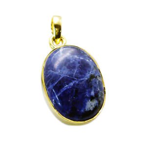 Riyogems Sodalite 18k Gold Plated Zodiac Pendants L 1.2in Gppjas-40046