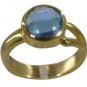 Riyo Blue Gold Plated Blue Topaz CZ Ring symmetrical gemstone jewelry handmade