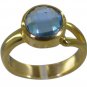 Riyo Blue Gold Plated Blue Topaz CZ Ring symmetrical gemstone jewelry handmade
