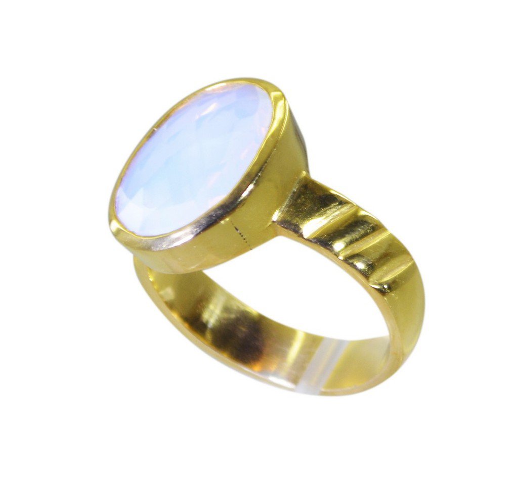 Riyo Purple Gold Plated Fire Opal CZ Ring glossy handmade jewellery designers GP