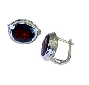 Riyo Red Garnet 925 Solid Sterling Silver Wear Anywhere Earring L 0.7in Segar-26