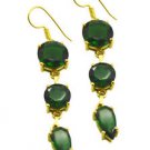Riyogems Green Emerald Cz Copper 18kt Gold Plated Hot Earring L 2.5in Gpeemcz-96