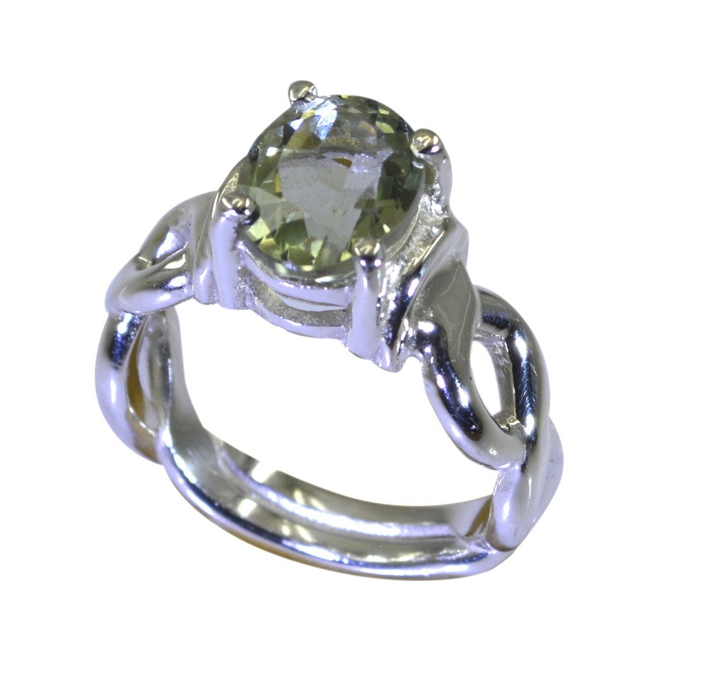 Riyo A Green Amethyst 925 Solid Sterling Silver Reflective Ring Srgam80-28081