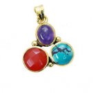 Riyogems Multi Turquoise 18kt Gold Plated Dangle Pendant L 1.5in Gppmul-52046