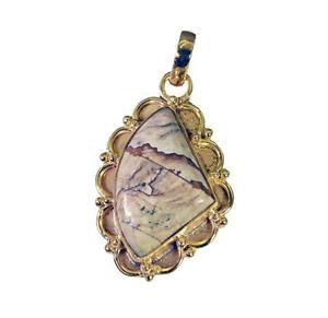 Riyogems Picture Jasper 18.Kt Gold Plating Twist Pendants L 1.7in Gppjas-40041